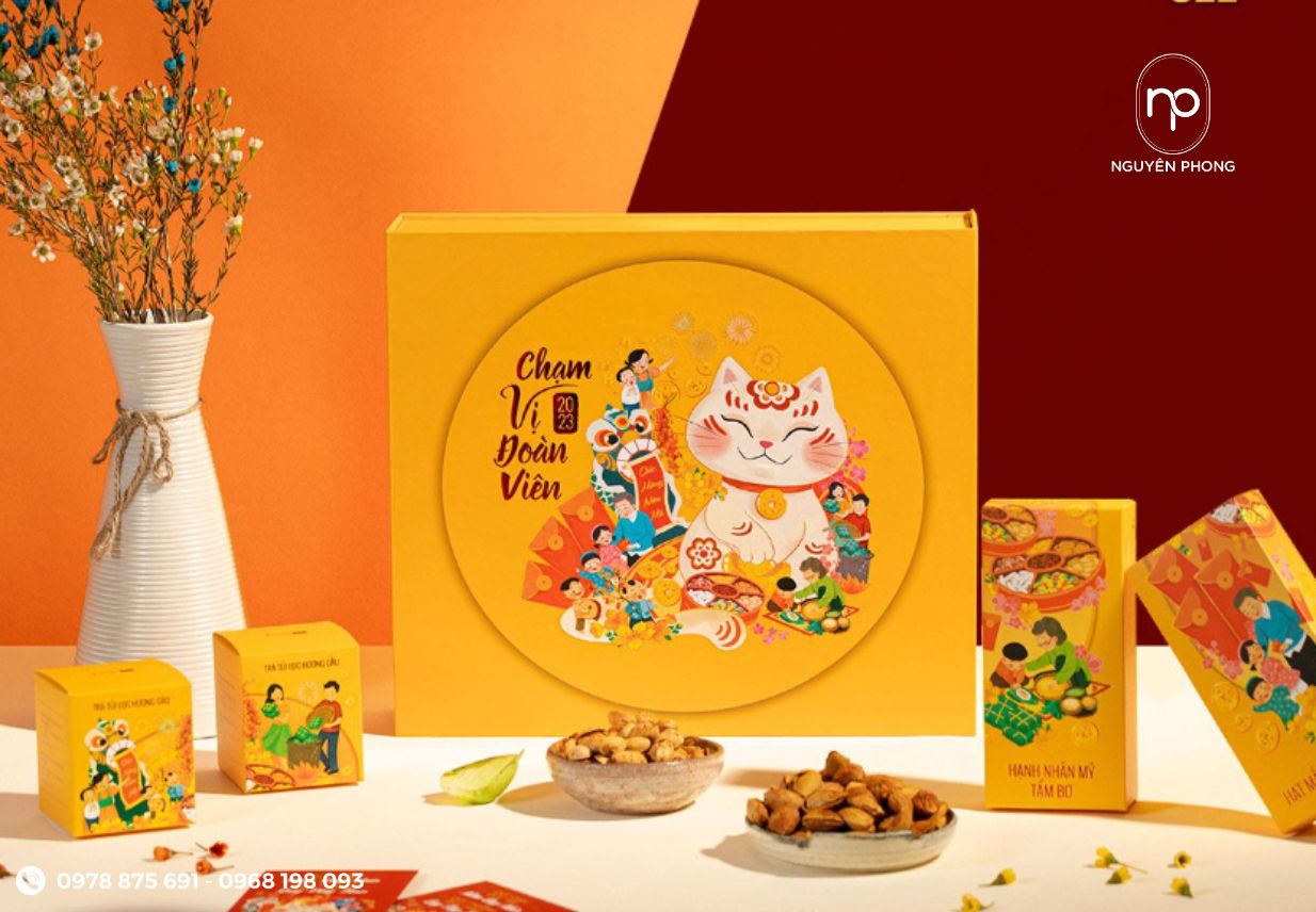 Mẫu hộp đựng mứt tết ấn tượng